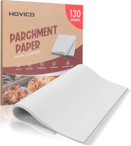 130-Pack Precut Parchment Paper Sheets | 12x12 Inch White Baking Paper | Heavy Duty Non-Stick Liners for Oven, Air Fryer, Grill & Steaming | Perfect for Baking, Cooking, Wrapping Food - color: White 12" x 12"