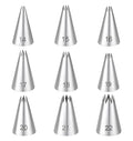9 Pcs Star Piping Tip, Stainless Steel Star Shaped Piping Nozzles Set