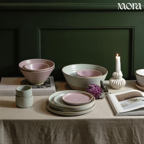 Mora Micro Ramekins Set of 4, 6oz Ceramic Pottery Baking Dishes - Microwave, Oven and Dishwasher Safe - Mist - color: Mist, size: Micro