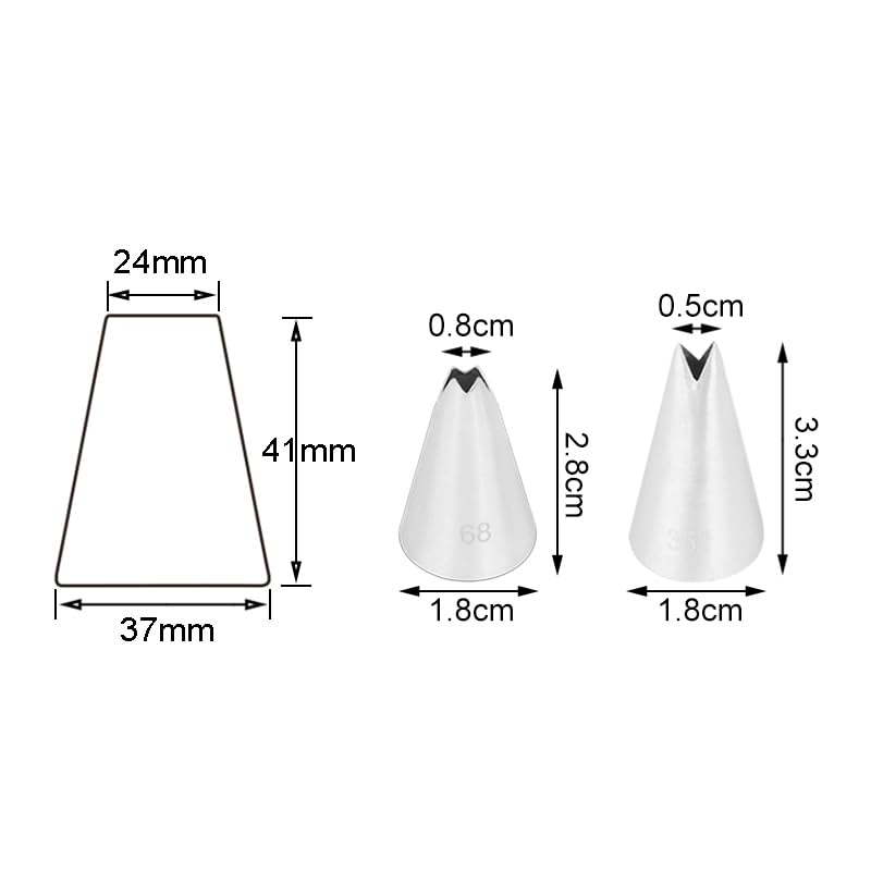 65 Pieces Stainless Steel Different Large Russian Flower Piping Tips Kit - color: SILVER MRF0007