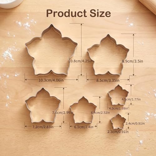 Flower Cookie Cutter Set - 6Pcs Flower Shaped Cookie Cutter, Stainless Steel Cookie Cutters, Baking Tool for Homemaking Cookie, Sandwiches, Cake, Fruit - color: C