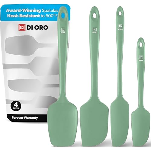 DI ORO Silicone Spatula Set - 600F Heat Resistant, 4-Pc Sage - color: Sage