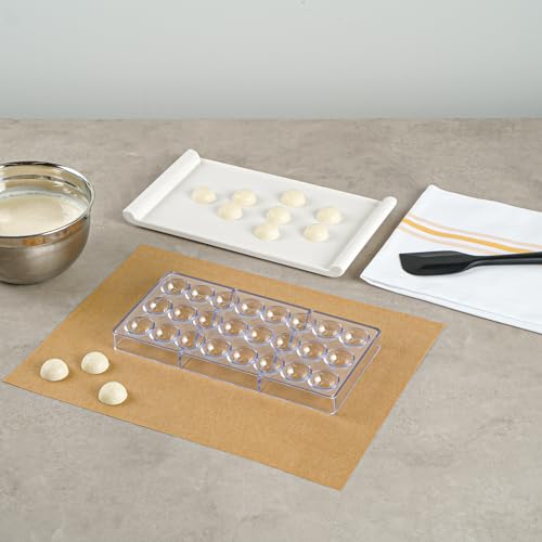 Restaurantware-Pastry Tek 10.8 x 5.3 Inch Chocolate Shaping Mold, 1 Freezable Candy Mold - 24 Cavities, Soccer Ball-Shaped, Clear Polycarbonate, For Chocolate, Dishwashable, Easy To Release - size: 1 Count | 10.8 x 5.3 Inch, style: Soccer Ball