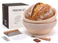 Kook Banneton Bread Proofing Set, Artisan Sourdough Bread Making Kit, 9 Inch Handwoven Rattan Baskets and Liners, Metal & Plastic Dough Scrapers, Scoring Lame & Case, 4 Extra Blades, Set of 2, Round - color: Round Deluxe Set