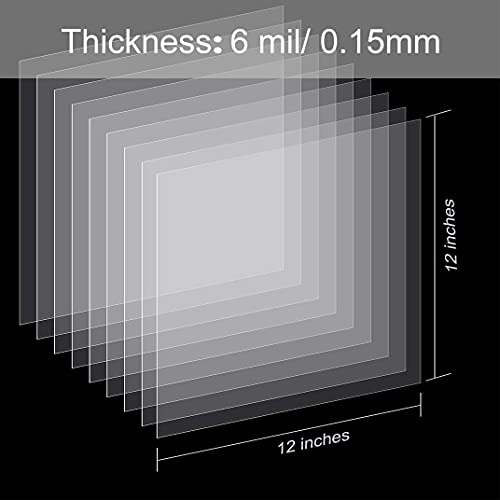 15 Pack 6 Mil Blank Mylar Stencil Sheets, 12" x 12" Clear Plastic Sheets - size: 12 x 12 inches, 6 mil, 15 packs