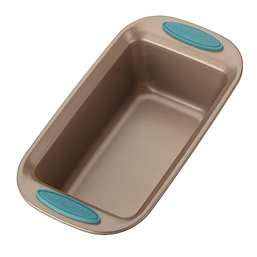 Rachael Ray Cucina Bakeware Oven Lovin' Nonstick Loaf Pan, 9-Inch by 5-Inch Steel Pan, Latte Brown with Agave Blue Handles (Pack of 6) - color: Latte Brown, size: 9 Inch x 5 Inch (Pack of 6)