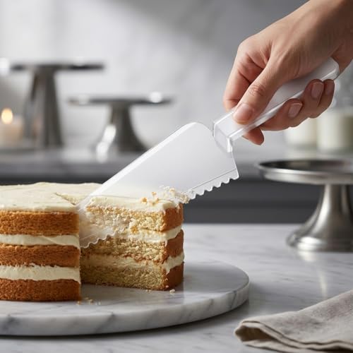 12 Pcs Disposable Plastic Cake Cutter 9.06 Inch Cake Pie Server Cutter Slicer Pizza Pastry Slicer for Kitchen Wedding Buffet