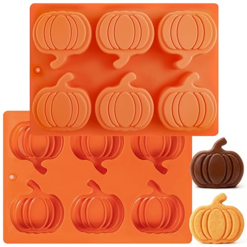 2 Pcs Pumpkin Chocolate Molds Thanksgiving Silicone Mold Fall Cake Molds - color: A