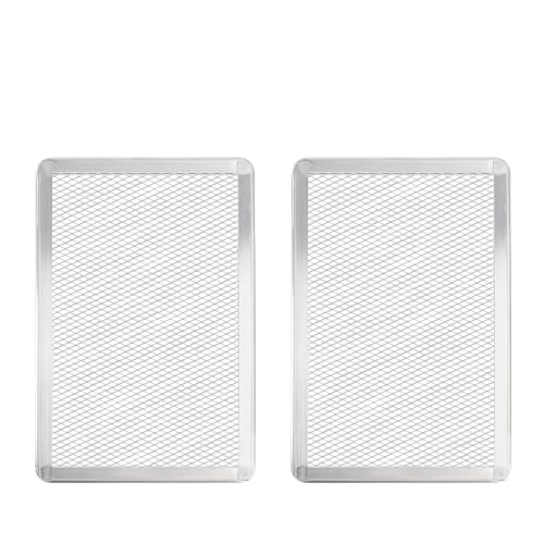 Pizza Screen 8 x 12 Inch 2 Pack Rectangular Aluminum Pizza Pan Restaurant-Grade Flatbread Screen Pizza Crisper Pan,Oven-Safe - size: 8×12 inch Pizza Screen