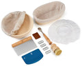 Kook Banneton Bread Proofing Set, Artisan Sourdough Bread Making Kit with Round & Oval Rattan Baskets, Liners, Dough Scrapers, Scoring Lame + Blades, Brush & Dough Cover (Set of 2) - color: Oval & Round Deluxe Set