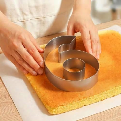 ZADE 14 Inch 304 Stainless Steel Large Size Number Cake Mousse Mold Number 6 Tiramisu Cheesecake Mold Cookie Cutter Bakeware 3D Cake Baking Pan for Birthday and Baking, Party - size: #6 or 9,14 inch