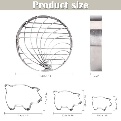 Concha Cutter Mexican Bread Mold With 3 Sizes Pig Cookie Cutter Set,Concha Stamp Two Sided Mold For Pan Dulce Mexicano Cortadora De Pan,Cookie Stamps for Baking Cookies