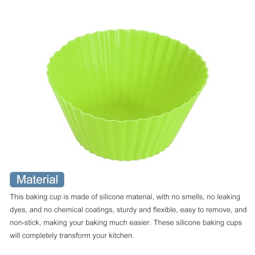 uxcell 36Pcs Silicone Cupcake Liners 2.0" Non-Stick Baking Cup Green - color: Green, size: 2"