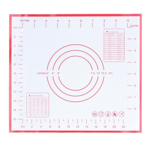 Silicone Dough Kneading Mat, Non Stick Pastry Rolling Mat with Measurement Grid for Home Kitchen Use, 11.4 x 10.2 in(Red) - color: Red