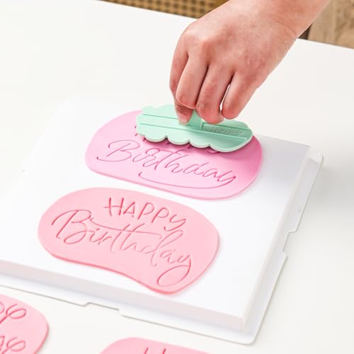 KALAIEN 10 Pcs Happy Birthday Silicone Mold Birthday Fondant Stamp Letters - color: Green Style 3