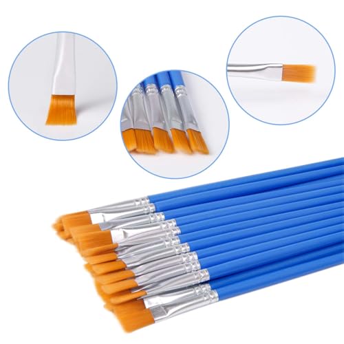 UPINS 20 Pcs Flat Paint Brushes, Small Brush Bulk for Detail Painting