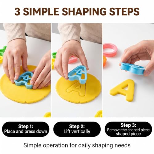 41PCS Alphabet Number Cookies Cutters Set, Letter Playdough Cutters with Mathematical Symbols, Plastic Fondant Molds for Cake Decorating Crafting