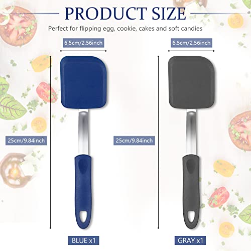 2Pcs Mini Silicone Cookie Brownie Spatula, Solid Flat, Gray, Blue - color: Gray, Blue, style: Solid Flat