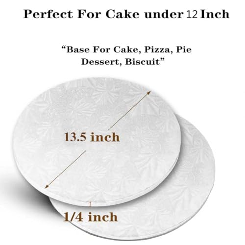 14 Inch Round Cake Boards, 10PACK White Cake Drums, Sturdy Cake Cardboard Bases para Pasteles for Pastry Baking, Wedding,Party, Fathers Day Pizza Desserts 1/4 Inch Thick - size: 14"