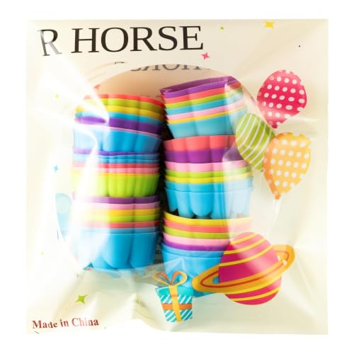 R HORSE Mini Silicone Cupcake Molds, Muti-color Flower-shaped Baking Cups - color: Five-petaled