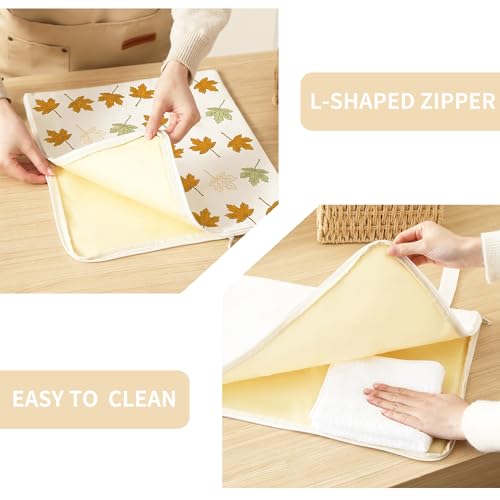 WiNDANCE 2 Pack Beeswax Bread Bags with Zipper, XL(13x17in) Sourdough Bread Storage for Homemade, Freezer Storage Bag to Keep Fresh, Cotton Beeswax Container, Baguette Bag with Liner Kitchen Baking - color: maple leaf