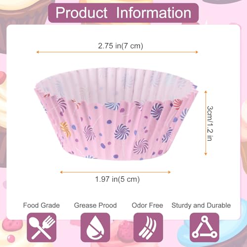 HARFINGTON 100 Count Cupcake Liners Cupcake Cups Sugar - color: Sweet Pink