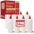 Reli. Plastic Squeeze Bottles, 24 oz. | 8 Pack | Condiment Squeeze Bottles for Sauces | White w/Red Twist Cap | Large 24 Ounce | Use for Condiments, Olive Oil, Liquids