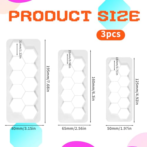3Pcs Hexagon Cookie Cutter, 3 Size Plastic Cake Fondant Cutter Biscuit Cutters Geometric Baking Tools Cake Decorating