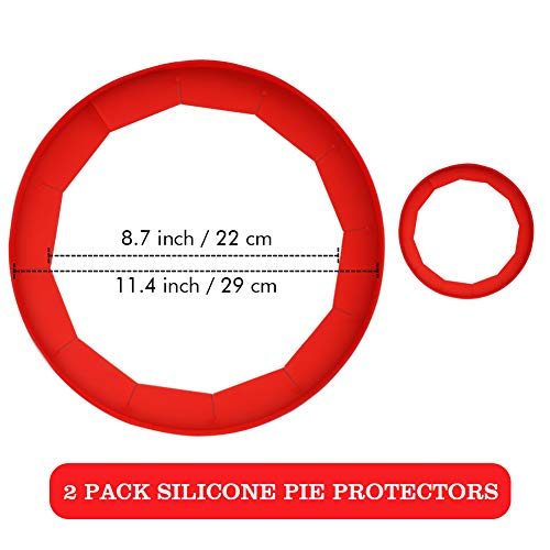 Adjustable Silicone Pie Crust Shields - Baking Protectors Cover Ring Fits 8-11.4 Inch Pies - size: 2 PCS (Red)