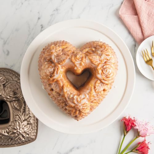 Nordic Ware Wildflower Heart Bundt, 6 Cup, Toffee - style: Heart Bundt