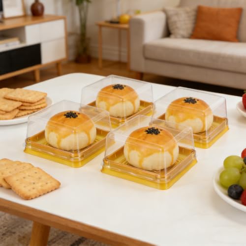 DOITOOL 100 Pcs 3 Inch Mini Cake Containers with Clear Lids - color: Golden(L)
