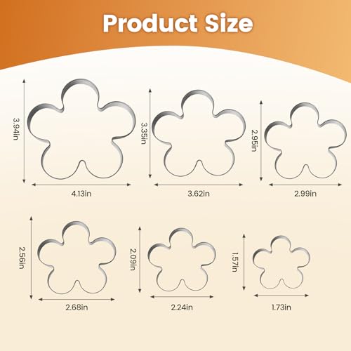 6 Sizes Flower Cookie Cutter Set, Food-Grade Baking Tool