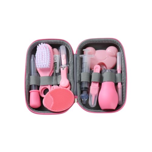 PandaEar Baby Healthcare and Grooming Kit, Baby Safety Set Baby Comb, Brush, Finger Toothbrush, Nail Clippers, Scissors, Nasal Aspirator, Infant Essentials Nursery Care Kit (13-in-1 Pink) - size: 13-in-1 Pink