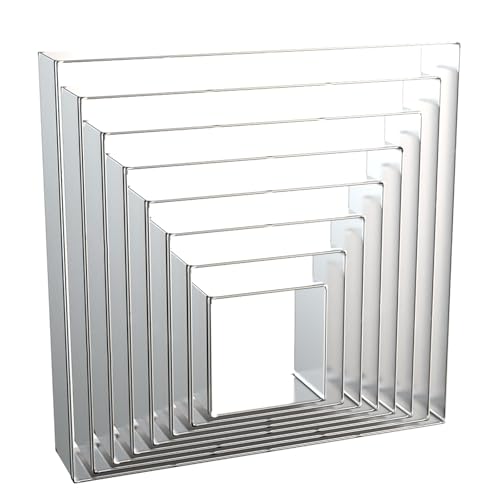 Square Cookie Cutter Set 8-Piece 1.5" to 5" by QAAQS - color: Square