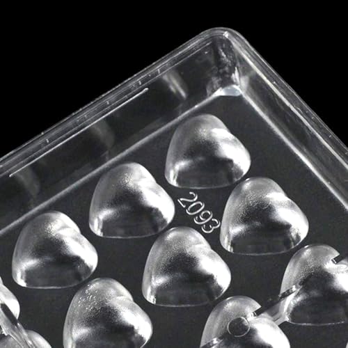 TUKE Polycarbonate Chocolate Mold 55 Cavity Love Heart Shape Pralines & Truffles Mold, Transparent Plastic Candy Making Mold for Baking, Desserts, Ice Cubes - Dishwasher Safe (C_ Heart) - size: C_ Heart