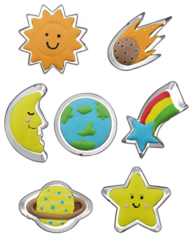 Hocai Planet Series Outer Space Cookie Cutters Set Stainless Steel 7Pcs