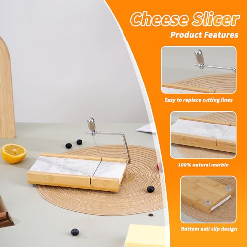 Tianman Marble Cheese Slicer/Cutter & 4 Cutting Wires,Heavy Duty8.27"x 4.4" - color: White
