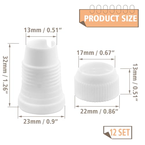 12Pcs White Piping Bag Couplers - color: White