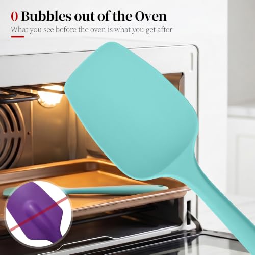 600ºF Heat Resistant Silicone Spoon Spatula for Cooking, Aqua Sky - color: Aqua Sky, size: 11.34in - Spoon Spatula