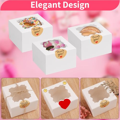 WINKIO Cookie Boxes with Window, Small Bakery Boxes for Dessert Pastry - color: white