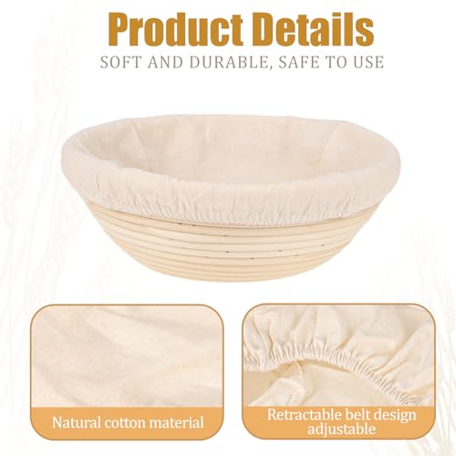 2 Pcs Round Bread Proofing Basket Cloth Liner - 9 Inch Natural Rattan Banneton Basket Cover for Sourdough Dough - color: 2pcs round 9IN