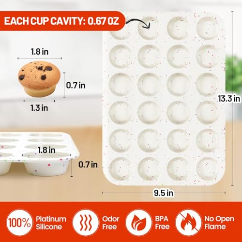CAKETIME Silicone Mini Muffin Pan, 24 Cups Nonstick Mini Cupcake Pan for Baking Muffin, Cupcake, Egg Bites, Fat Bomb, 1 Pack Confetti - size: 1pc: Mini 24-Cup