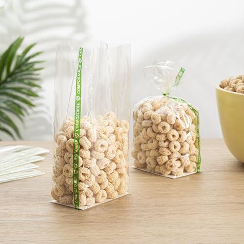 Restaurantware Clear Plastic Gusset Bags, Flat Bottom, 3 x 6 1/2 In, 100 Ct - size: 3" x 2" x 6.5" - Wicker Dispensing