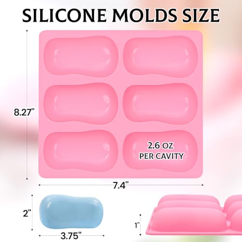 SJ Classic Soap Mold Set, 2-Pack 6-Cavity Silicone Soap Molds - color: Pink / Classic Oval