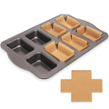 Mini Loaf Baking Pans Set 8-Cavity with 200 PCS Parchment Liners, Nonstick Bakeware Rectangle Bread Pan, Heavy Duty Banana Bread Pan, Grey - size: 14x9.39x1.3 Inch