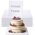 MotiMind 6 Pack 14 Inch Square Cake Drums White Cake Boards Cardboard Drum Foil Wrapped Pastry Board Support for Displaying Pastries Desserts Cupcake