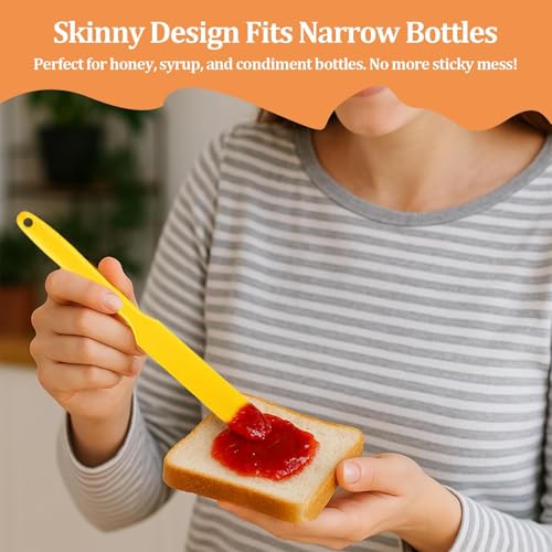 3 Pack Silicone Jar Spatula Small Silicone Spatulas Mini Jar Scraper for Peanut Butter, Mayo, Jams Flexible Kitchen & Baking Tools (Red, Orange, Yellow) - color: Red, Orange, Yellow