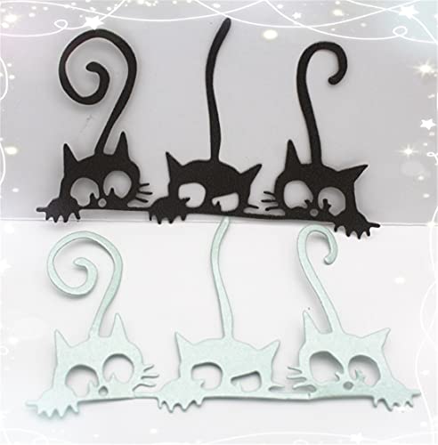 Mvchifay Animal Cat Cutting Dies for Card Making Metal Die-Cuts Scrapbooking Tool DIY Craft Punch Template Embossing for Paper Album Decor (3 Pcs Cats-6.7x10.8cm) - color: 3 Pcs Cats-6.7x10.8cm