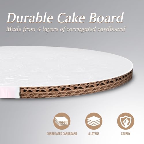 Cakebon Cake Boards 8" White Round Cake Drums 1/2" Thick Smooth Edge 1Pack - color: White (Smooth Edge), size: 8 Inch