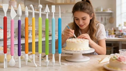 Fondant Sculpting Tool Set, 9-Piece Plastic Cake Decorating Pens